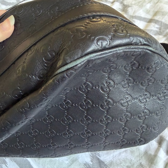 Gucci Black Embossed Hobo Bag with Gold Accents - Picture 6 of 11